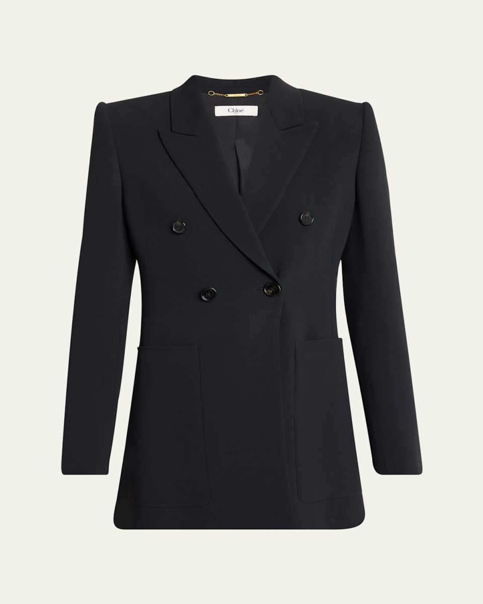 Soft Crepe Double-Breasted Jacket